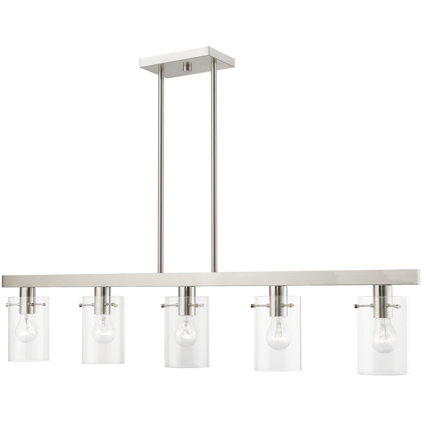 Munich 5 Light 42 inch Brushed Nickel Linear Chandelier Ceiling Light