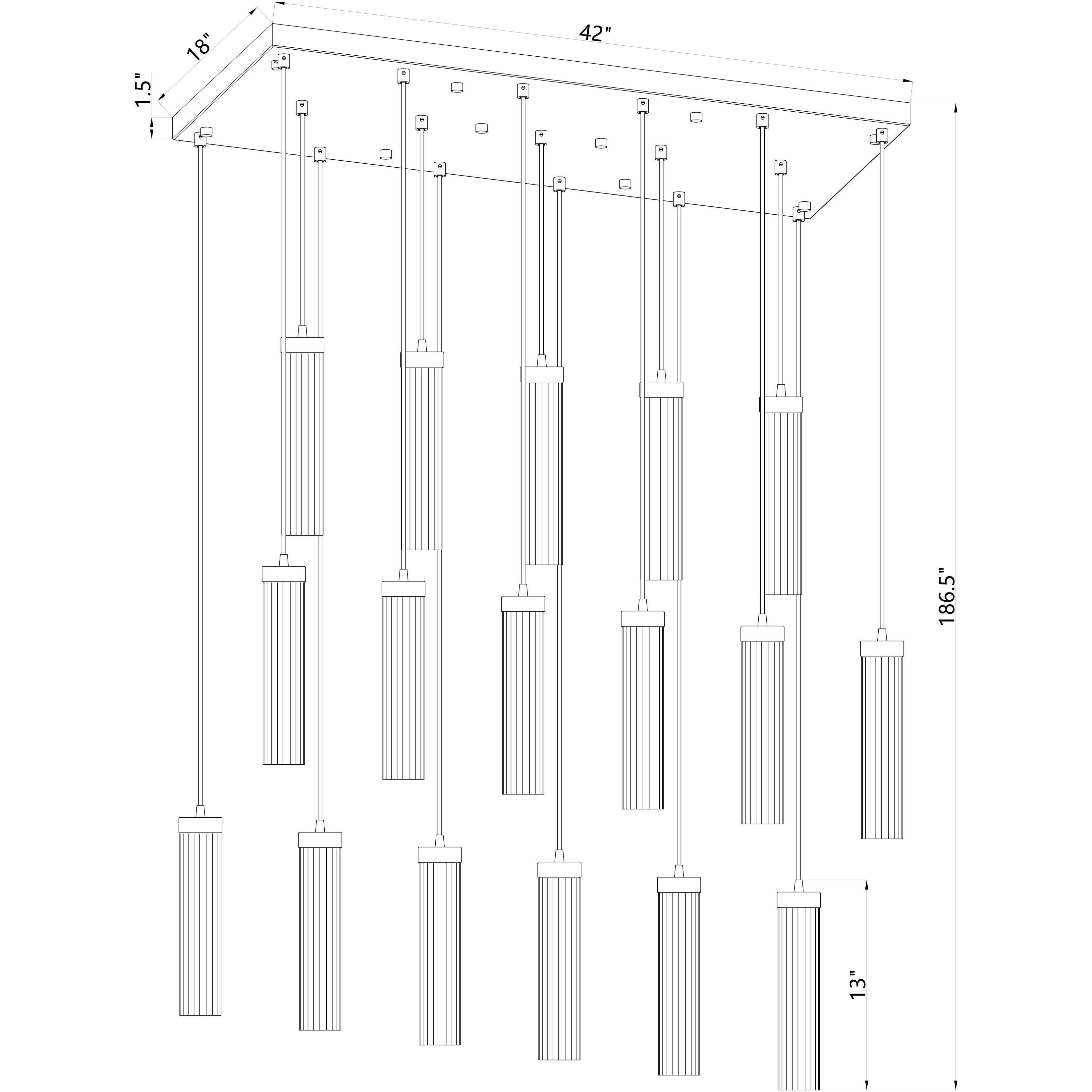 Beau 17 Light 42 inch Rubbed Brass Linear Chandelier Ceiling Light