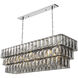 Amazone 10 Light 55.12 inch Nickel Chandelier Ceiling Light in Smoke Crystal Glass, Rectangular