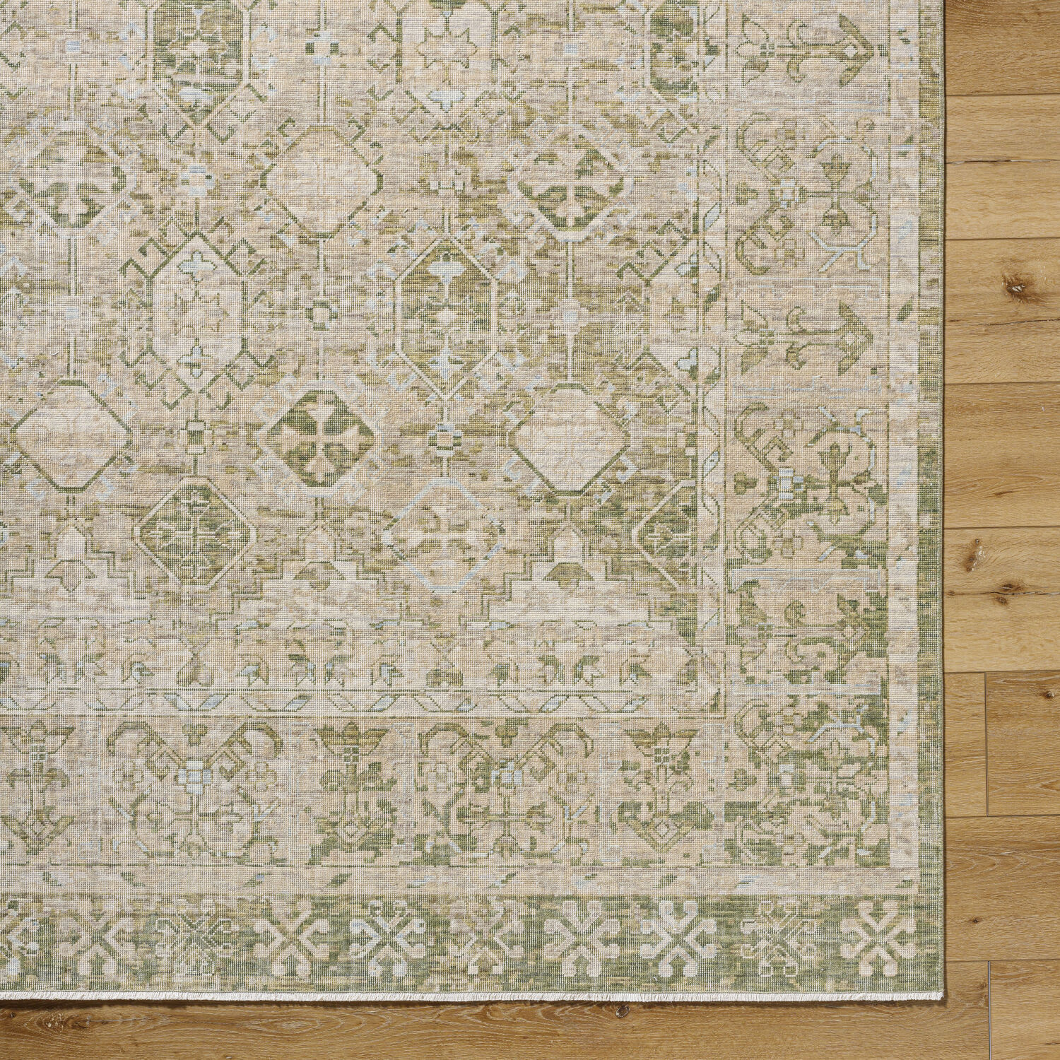 Once Upon a Time 118.11 X 35.04 inch Olive / Tan / Light Olive / Light Gray / Pale Blue Machine Woven Rug in 3 x 10
