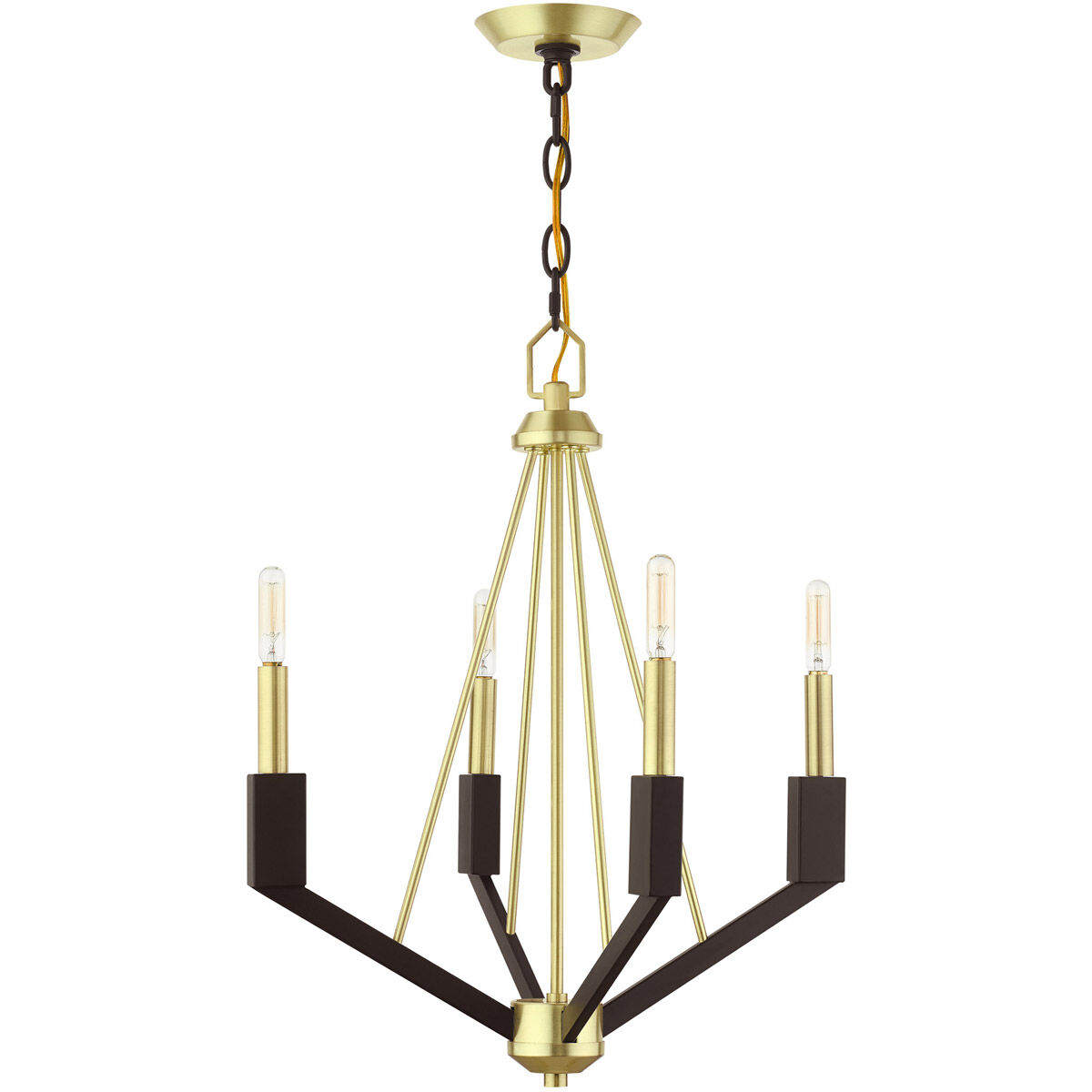 Beckett 4 Light 18 inch Satin Brass Mini Chandelier Ceiling Light
