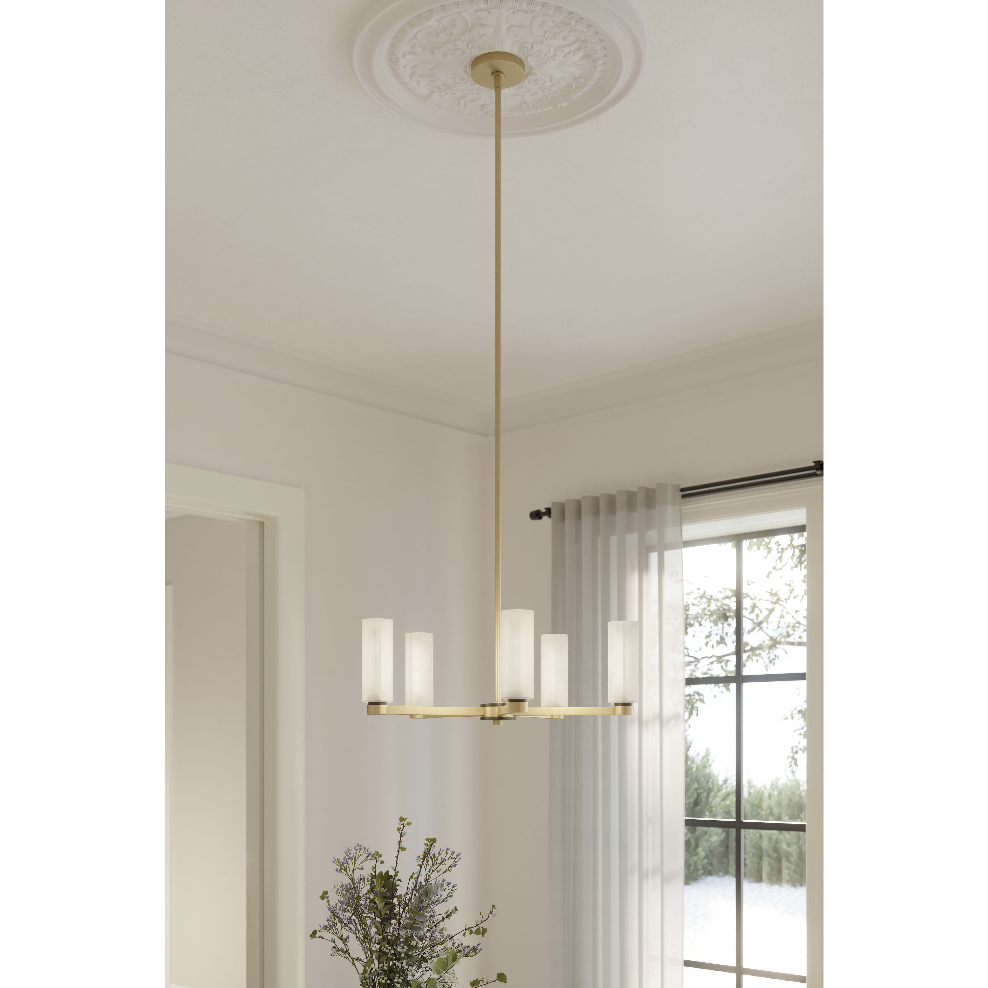 Wexmere 5 Light 26 inch Legacy Brass and Dark Matte Black Chandelier Ceiling Light