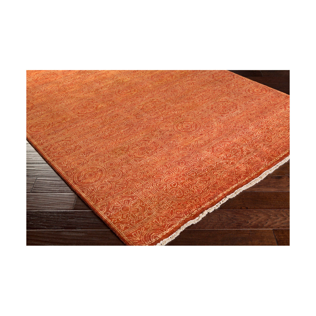 Empress 102 X 66 inch Orange and Brown Area Rug, Wool