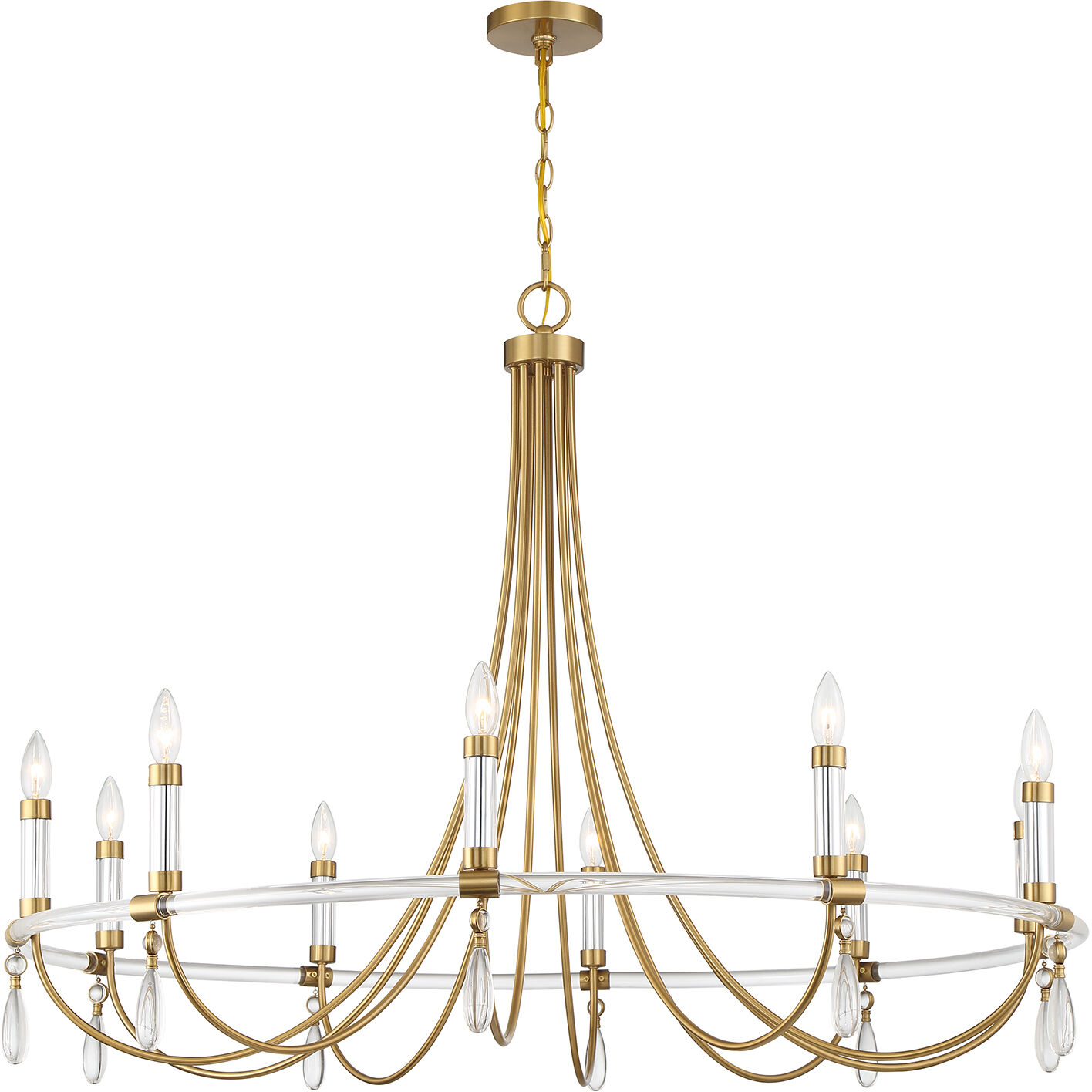 Mayfair 10 Light 45 inch Warm Brass with Chrome Accents Chandelier Ceiling Light