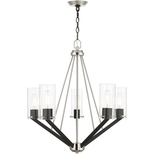 Beckett 5 Light 26 inch Brushed Nickel & Black Chandelier Ceiling Light