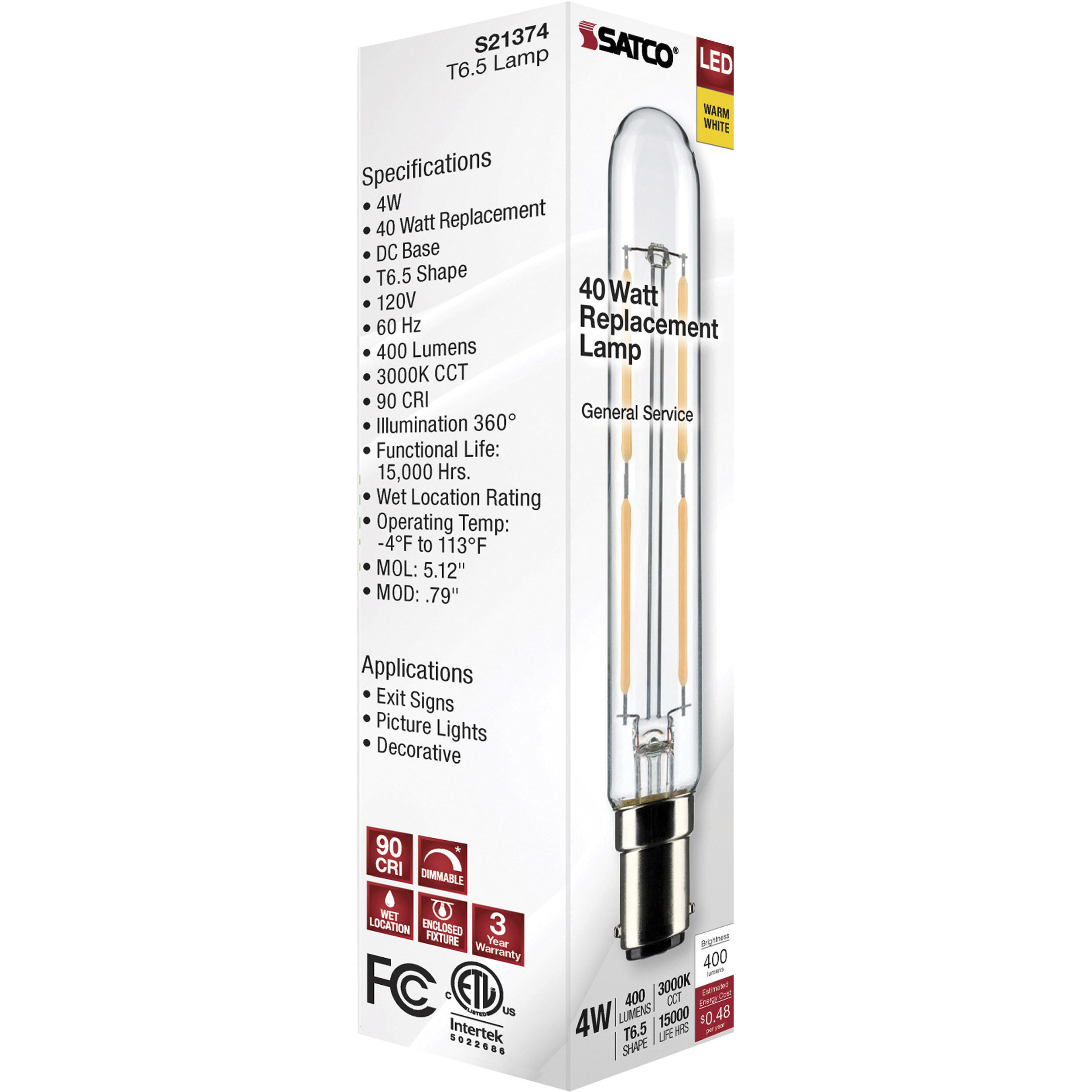 Tube LED 4 watt 120 3000K LED Filament, LED Filament