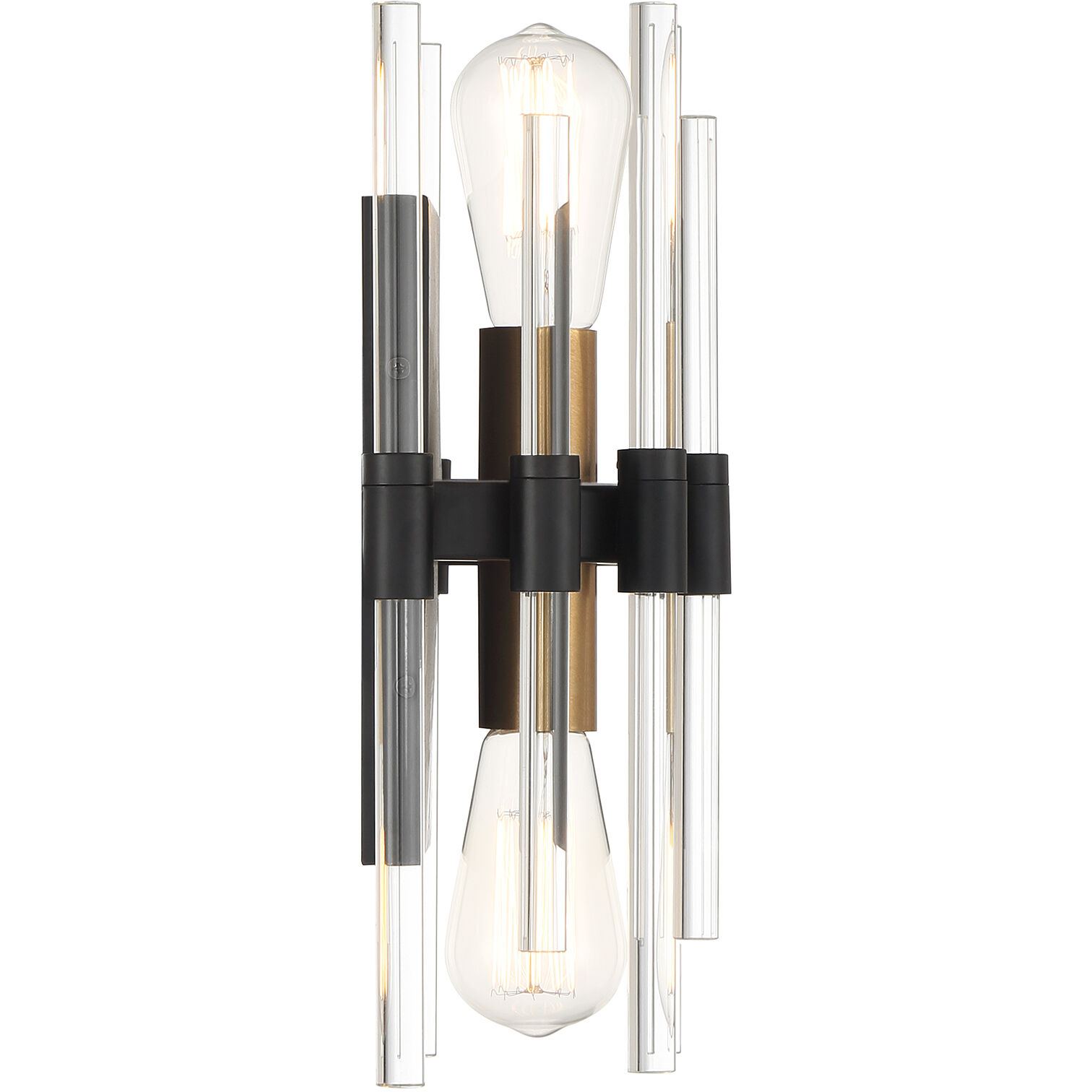 Santiago 2 Light 8 inch Black with Warm Brass Accents Wall Sconce Wall Light