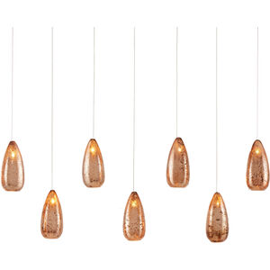 Rame 7 Light 57 inch Copper and Silver Multi-Drop Pendant Ceiling Light