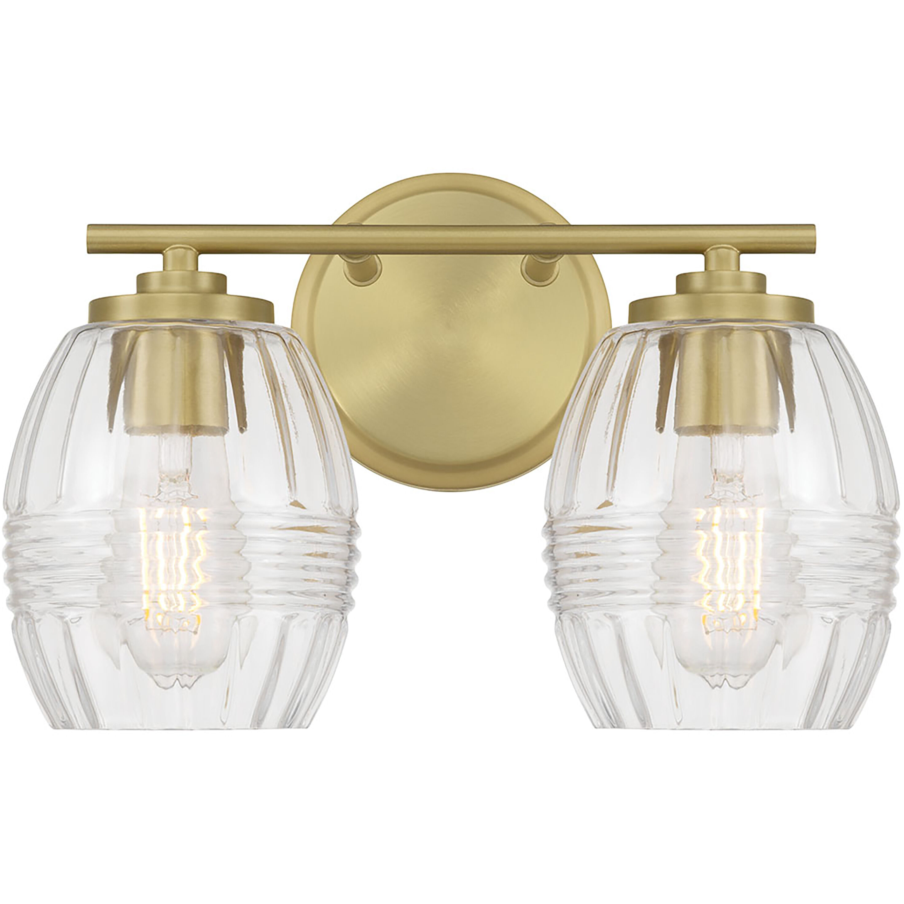 Miravelle 2 Light 14 inch Vintage Brass Bathroom Vanity Light Wall Light