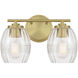 Miravelle 2 Light 14 inch Vintage Brass Bathroom Vanity Light Wall Light