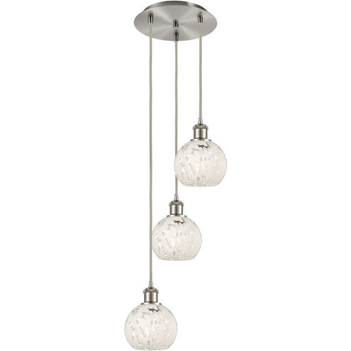 Ballston White Mouchette 3 Light 12.5 inch Brushed Satin Nickel Cord Hung Multi Pendant Ceiling Light