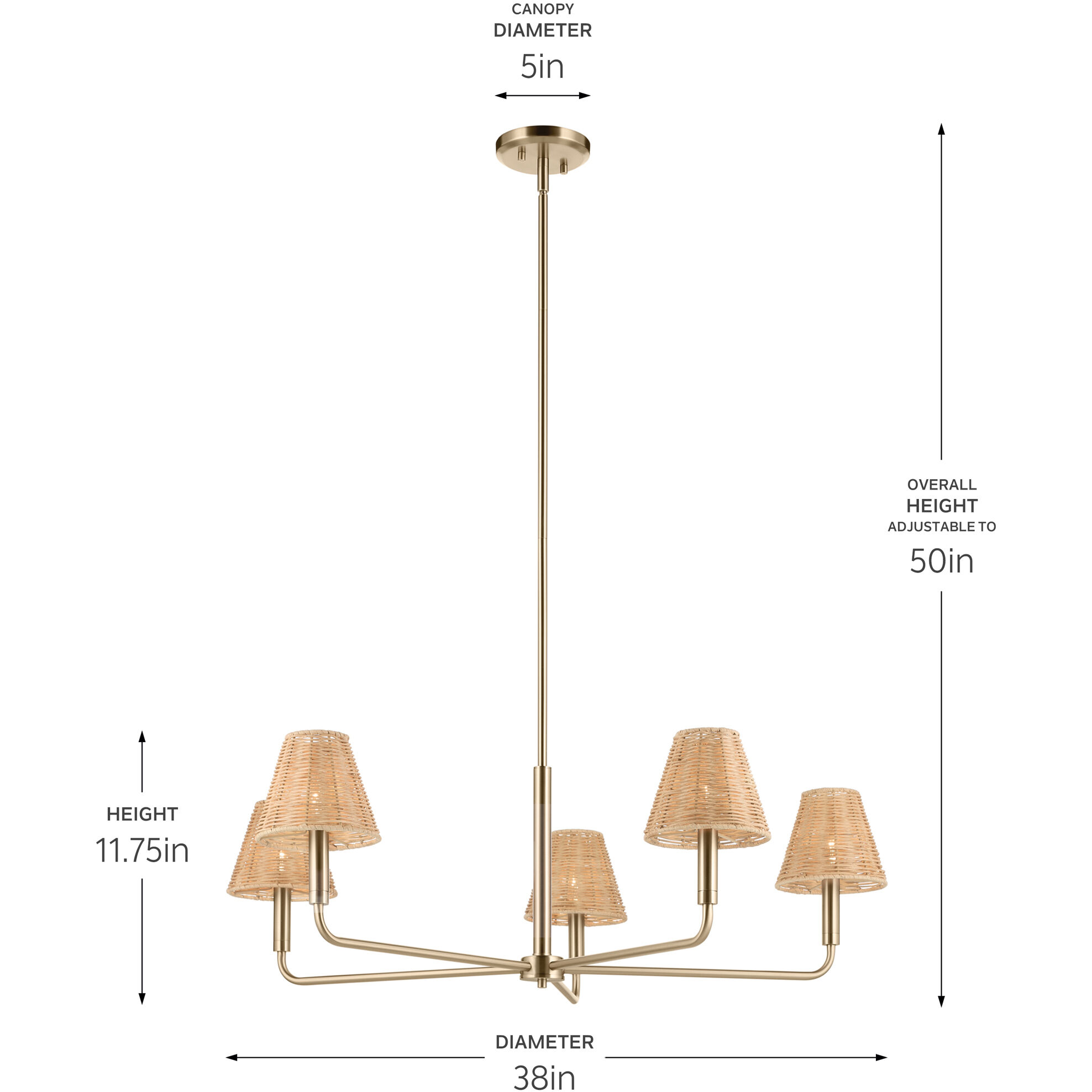 Bekah 5 Light Champagne Bronze Chandelier Ceiling Light