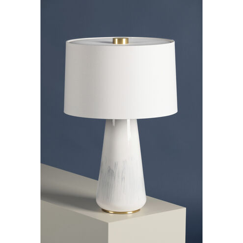 Saugerties 26 inch 60.00 watt Aged Brass and Gloss White Ash Ceramic Table Lamp Portable Light