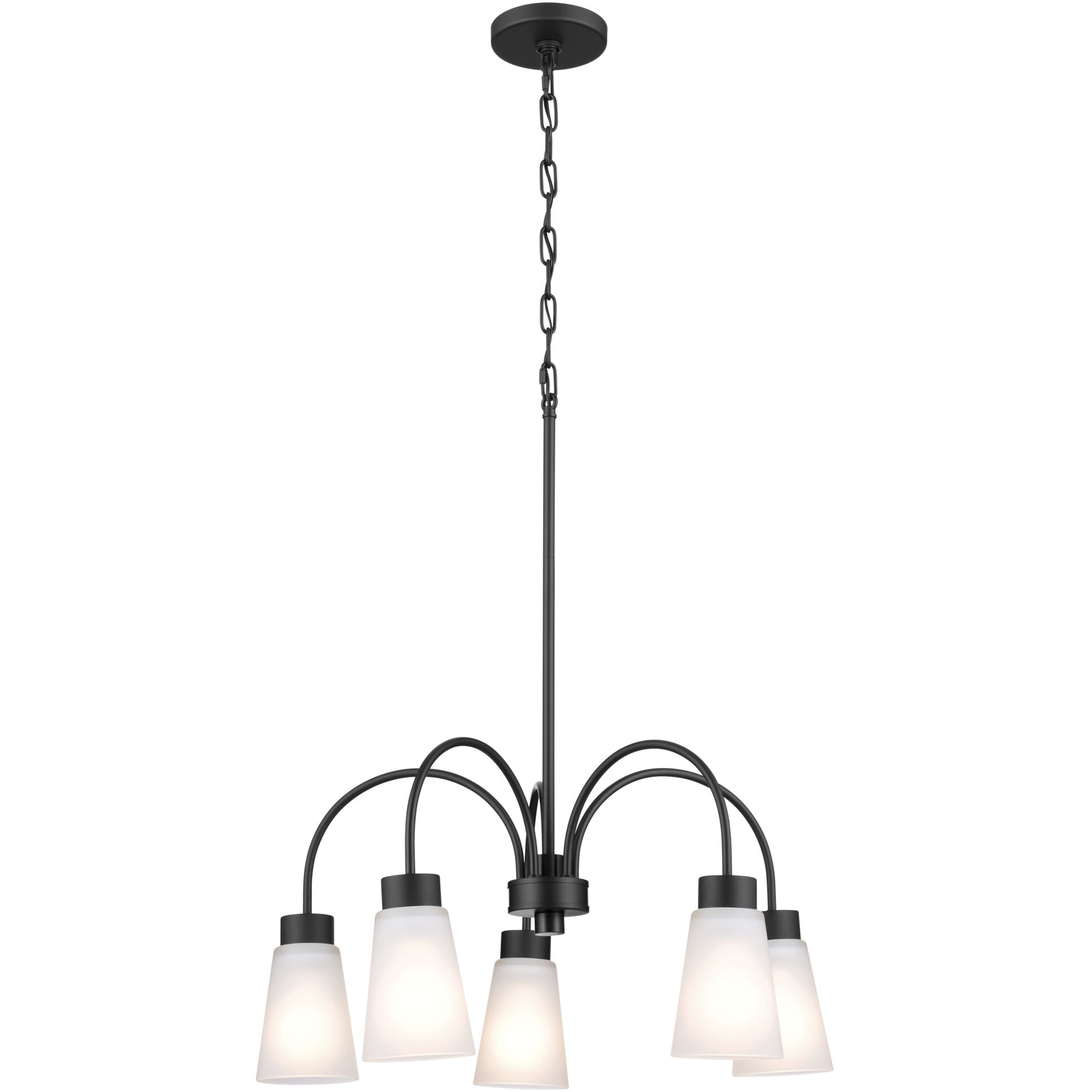 Erma 5 Light Black Chandelier Ceiling Light, Medium, 1 Tier