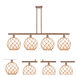 Ballston Large Farmhouse Rope LED 48 inch Antique Copper Island Light Ceiling Light in White Glass with Brown Rope, Ballston
