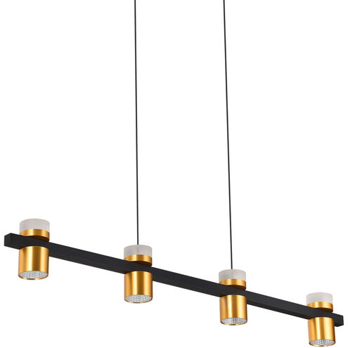 Ferro Series 34 inch Black/Gold Linear Chandelier Ceiling Light, Artisan Collection