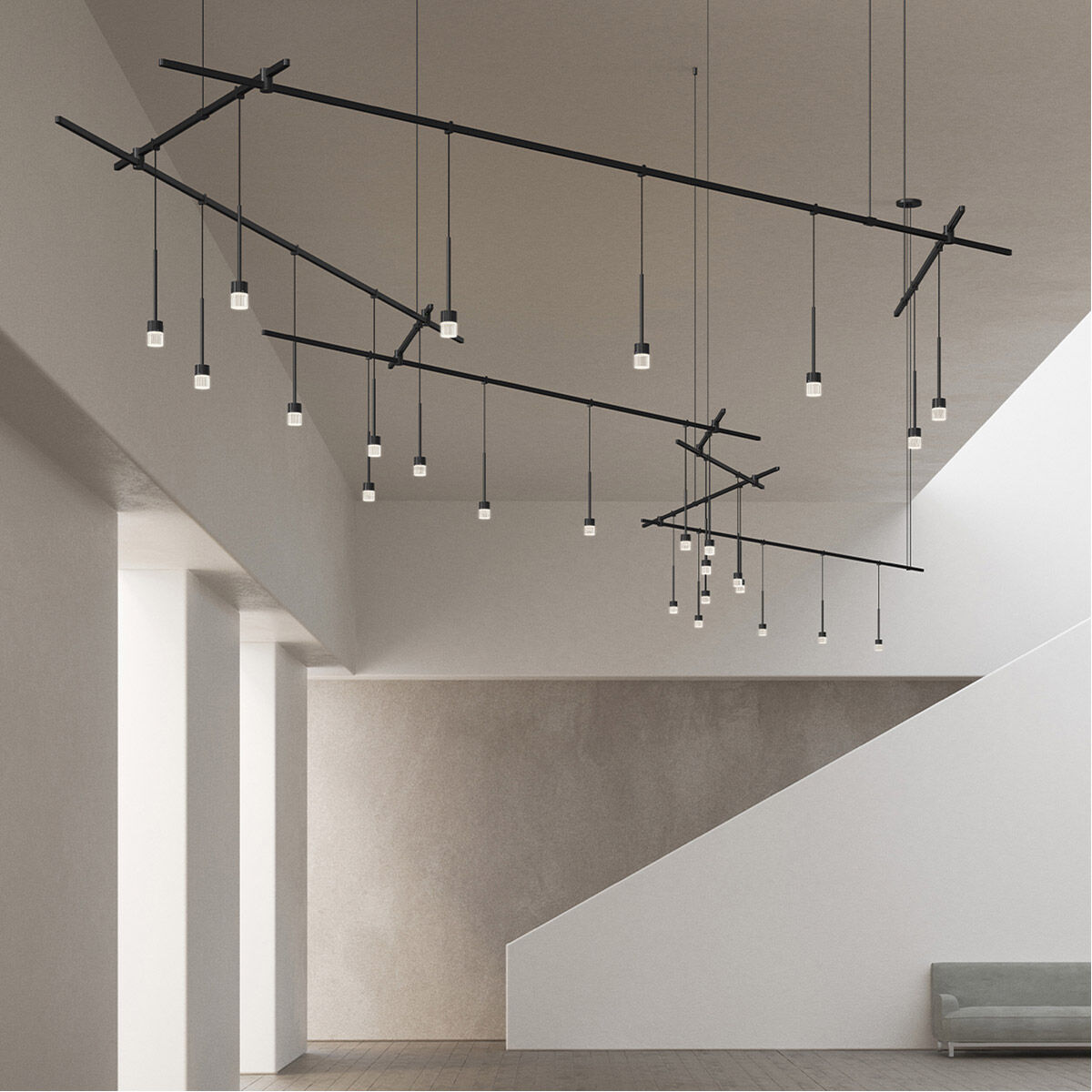 Suspenders LED 85 inch Satin Black Suspension Ceiling Light