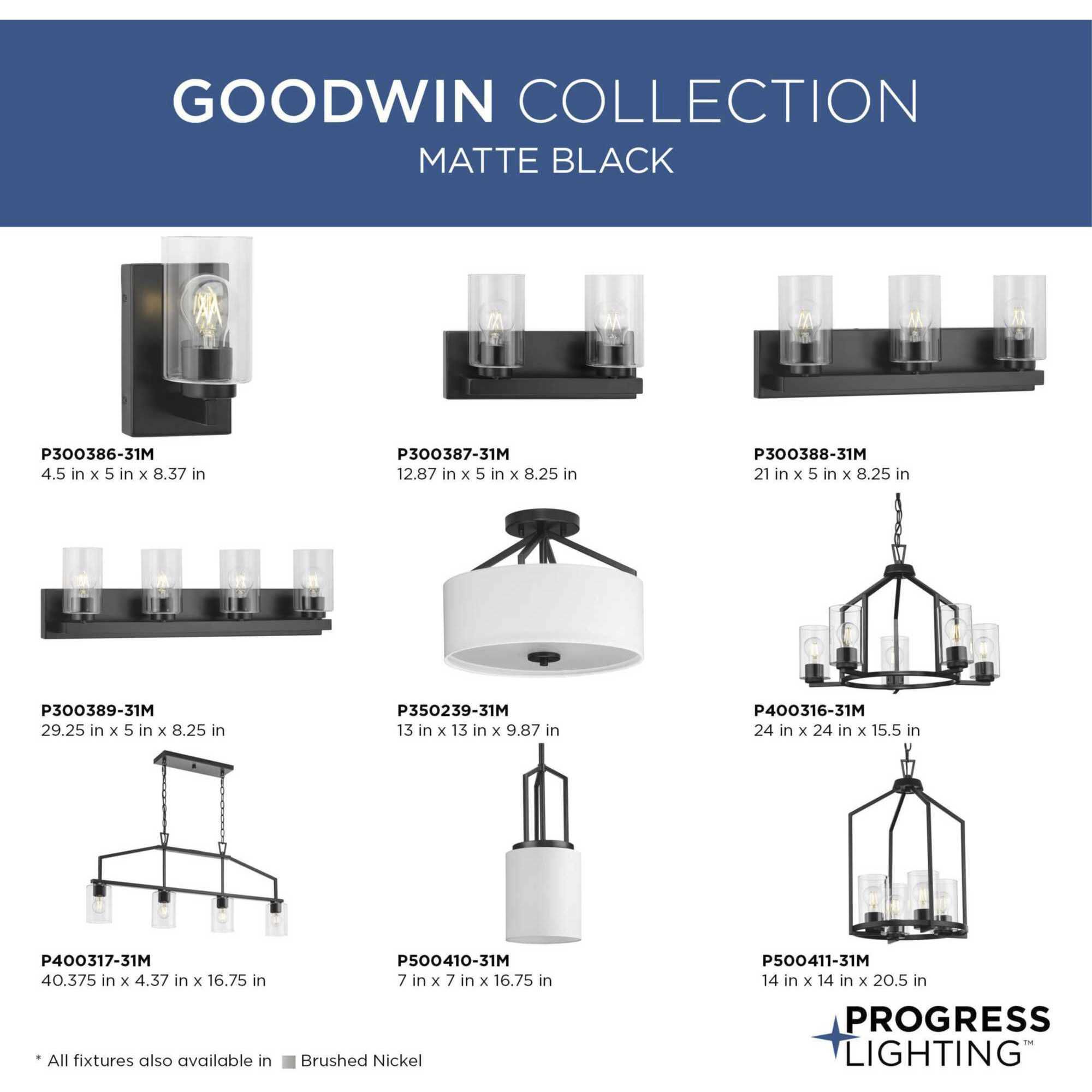 Goodwin 5 Light 24 inch Matte Black Chandelier Ceiling Light