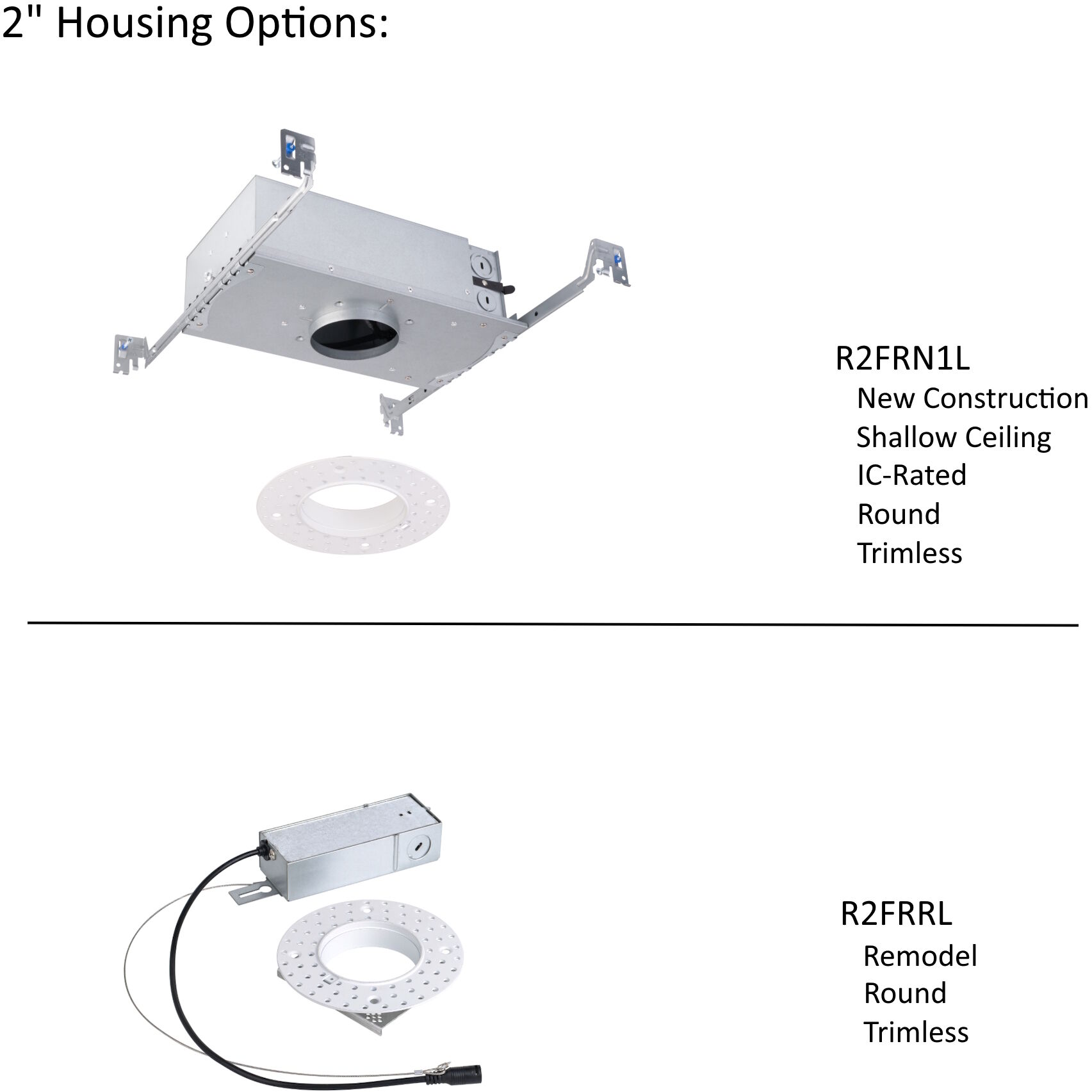 FQ Integrated LED White Recessed Trim in 1800-3000K, 2" LED