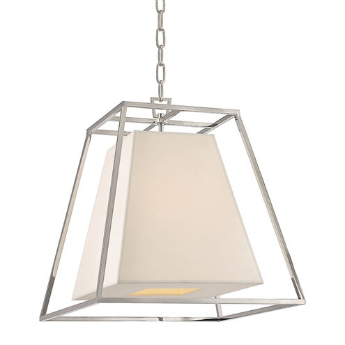 Kyle 4 Light 17 inch Polished Nickel Pendant Ceiling Light in White Faux Silk