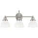 Capital Lighting Baxter 3 Light 24 inch Brushed Nickel Vanity Light Wall Light in Milk 8303BN-128 - Open Box