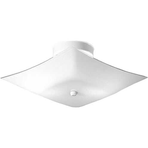 Square Glass 2 Light 12 inch White Flush Mount Ceiling Light