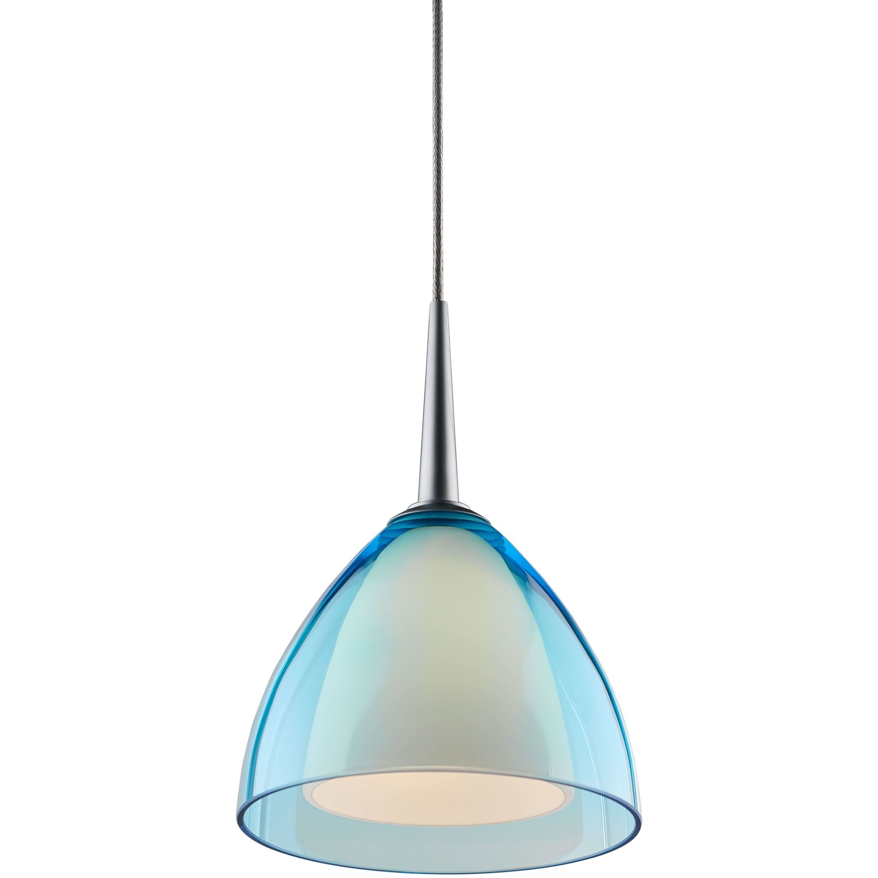 Rainbow 1 Light 4.5 inch Matte Chrome Pendant Ceiling Light in Turquoise Glass