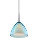 Rainbow 1 Light 4.5 inch Matte Chrome Pendant Ceiling Light in Turquoise Glass