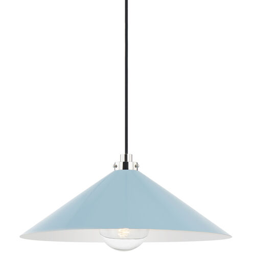 Clivedon 1 Light 20 inch Polished Nickel/Blue Bird Pendant Ceiling Light
