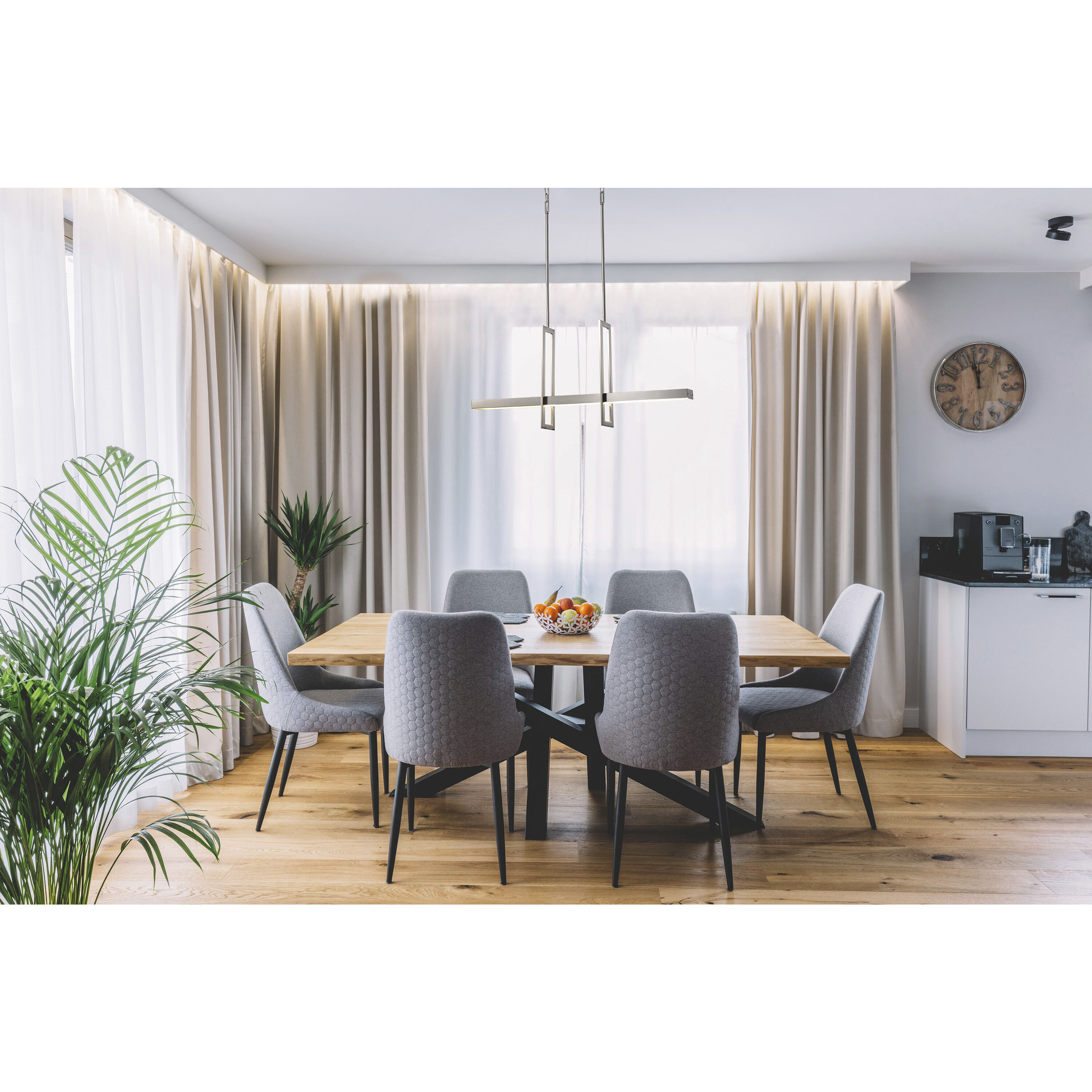 Frame LED 36 inch Brushed Nickel Island Pendant Ceiling Light 