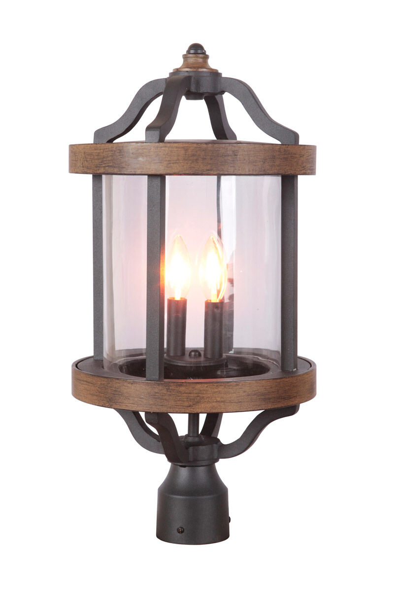 Ashwood 2 Light 22 inch Textured Black/Whiskey Barrel Outdoor Post Mount