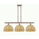 Woven Rattan Island Light Ceiling Light in Antique Copper