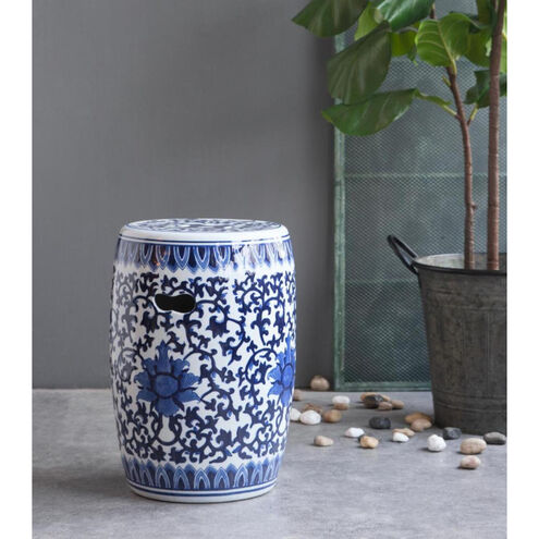 Garden 15.9 inch Blue and White Stool