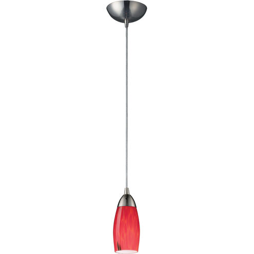 Milan 1 Light 3 inch Satin Nickel Multi Pendant Ceiling Light in Fire Red, Incandescent, Configurable