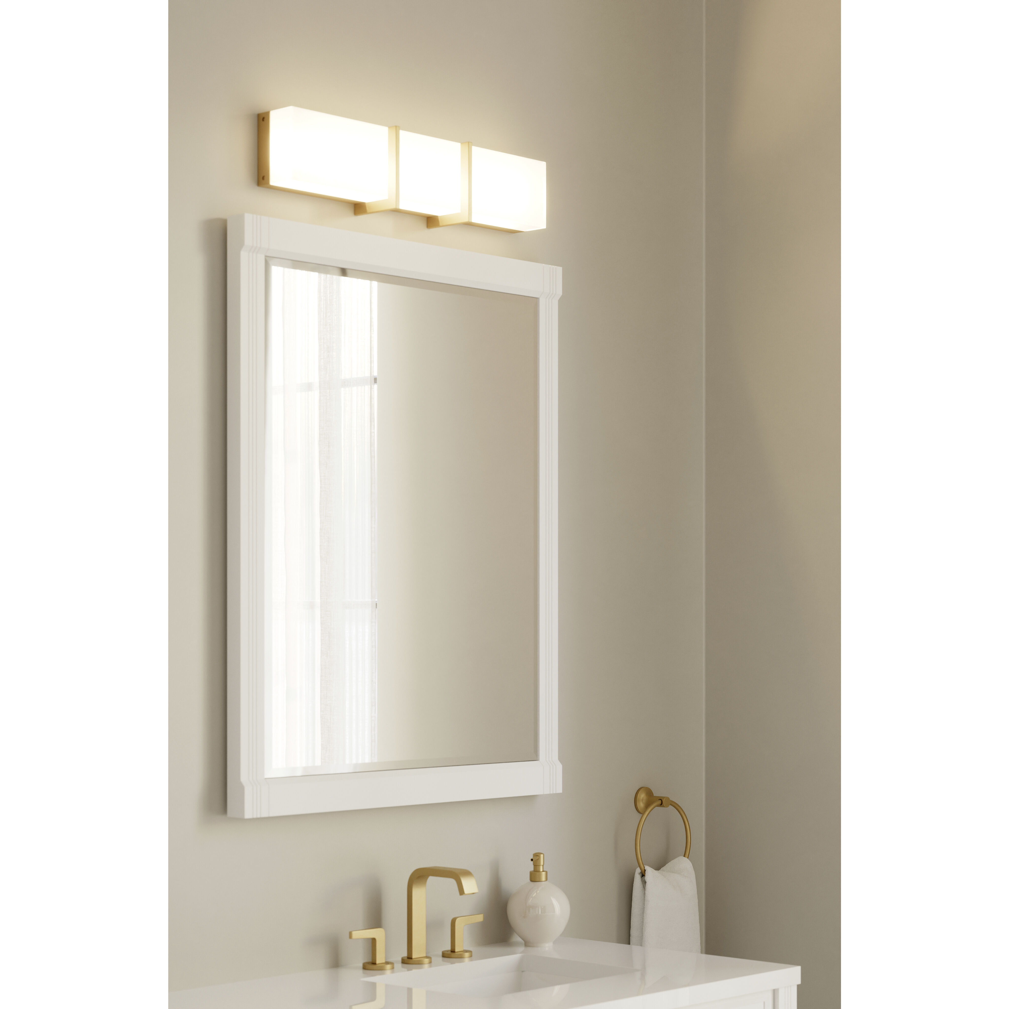 High Rise LED 24.25 inch Legacy Brass Bath Bar Wall Light