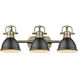 Duncan 3 Light 25 inch Aged Brass Bath Vanity Wall Light in Matte Black