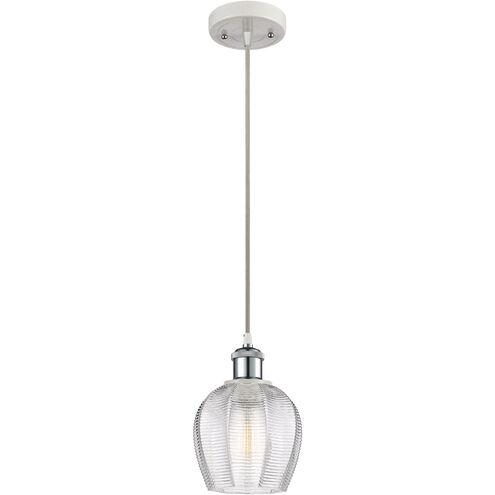 Ballston Norfolk LED 6 inch White and Polished Chrome Mini Pendant Ceiling Light in Clear Glass