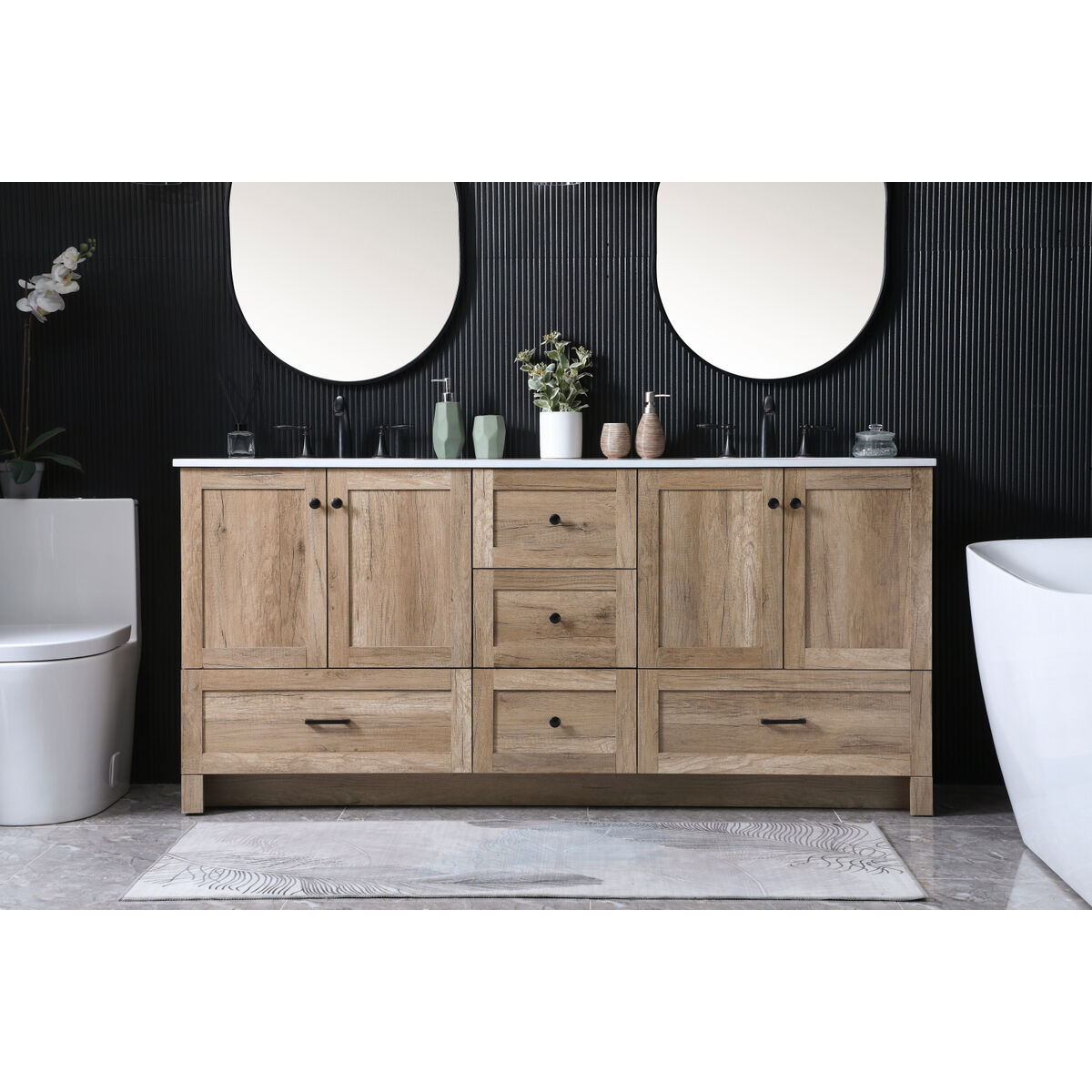 Soma 72 X 19 X 34 inch Natural Oak Vanity Sink Set