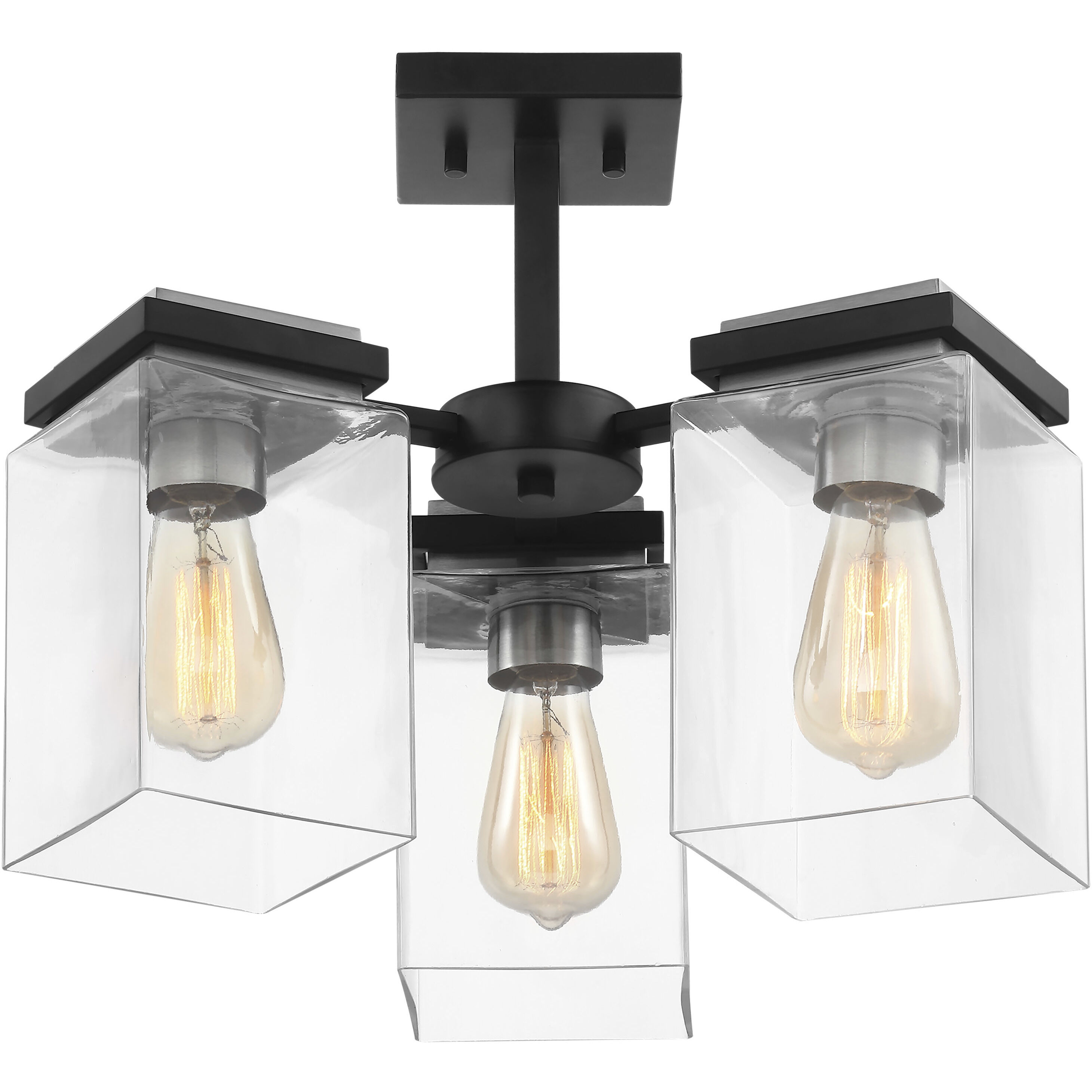 Crossroads 3 Light 18.13 inch Matte Black Semi Flush Ceiling Light