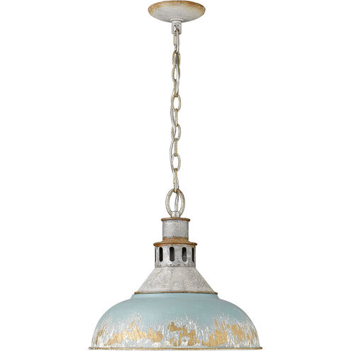 Kinsley 1 Light 14 inch Aged Galvanized Steel Pendant Ceiling Light in Teal, Large 
