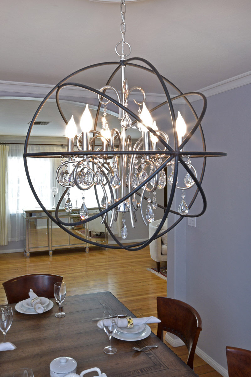 Orbit 12 Light 40 inch Anthracite Polished Nickel Single Pendant Ceiling Light in Anthracite and Polished Nickel