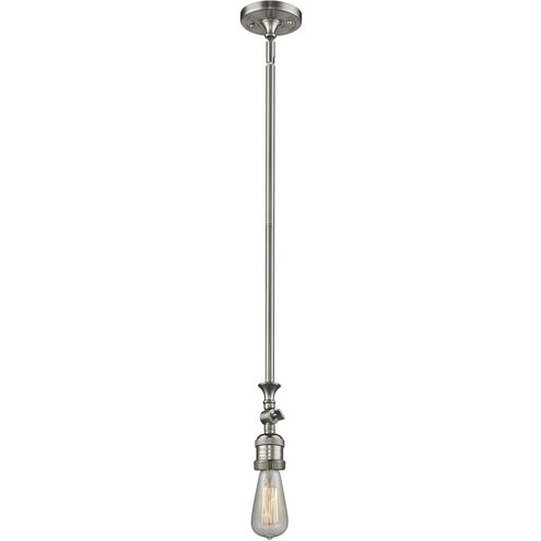 Franklin Restoration Bare Bulb 1 Light 4 inch Brushed Satin Nickel Mini Pendant Ceiling Light in Incandescent, Franklin Restoration