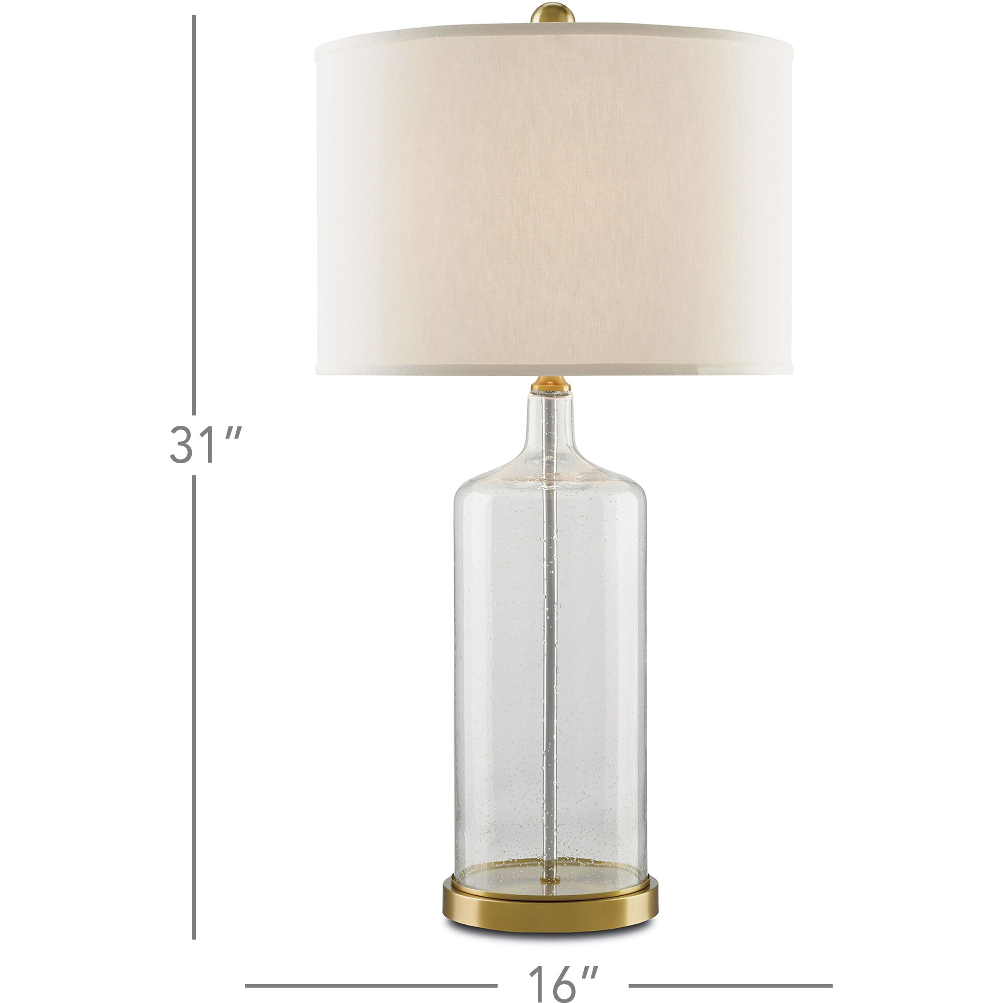 Hazel 31 inch 150 watt Clear Seeded Glass/Brass Table Lamp Portable Light