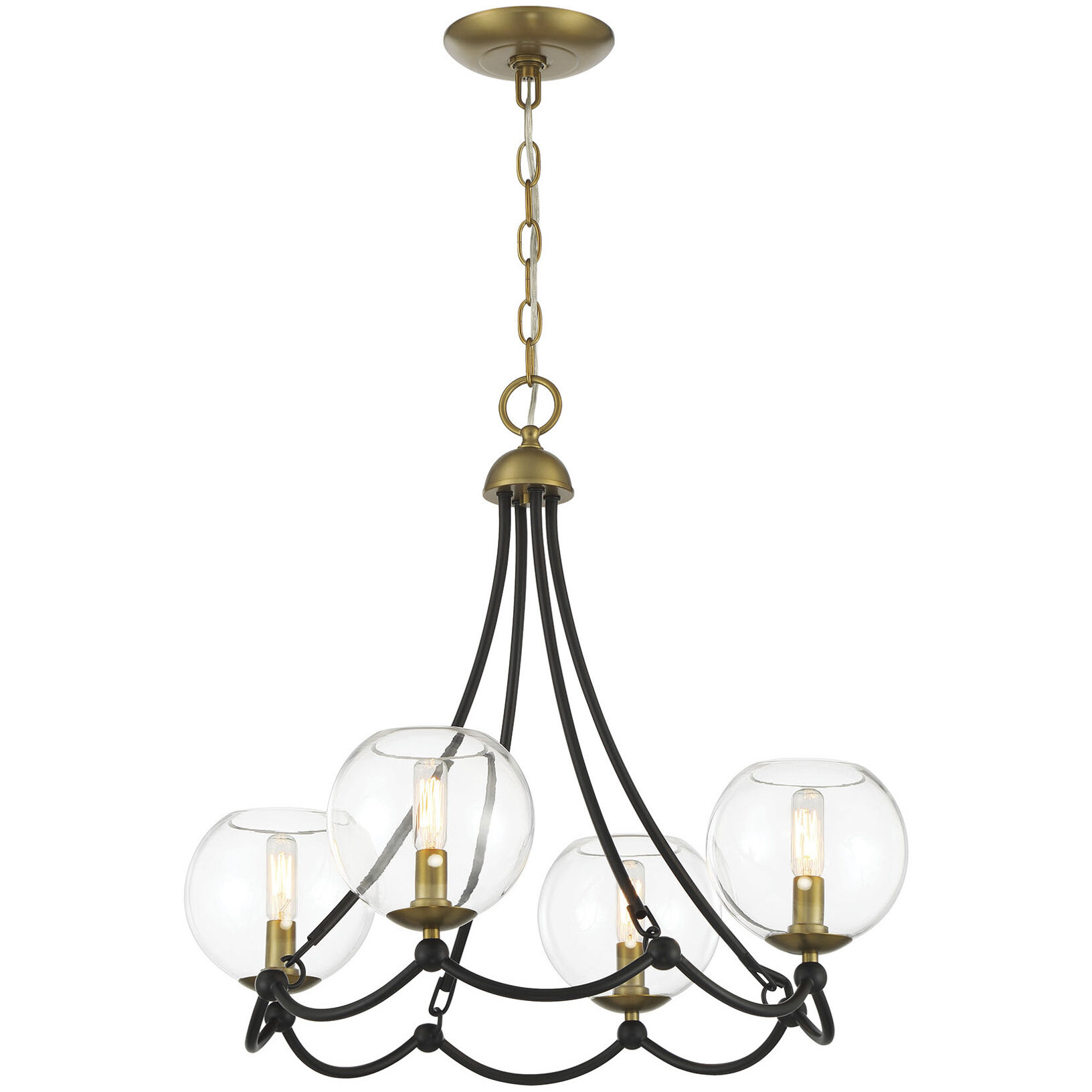 Vantage Kearney Park 4 Light 23 inch Coal and Soft Brass Chandelier Ceiling Light