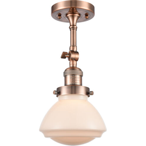 Franklin Restoration Olean 1 Light 7 inch Antique Copper Sconce Wall Light in Matte White Glass, Franklin Restoration