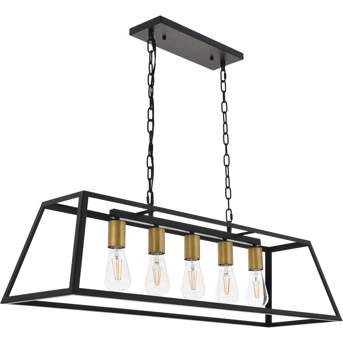 Resolute 5 Light 38 inch Brass and Black Pendant Ceiling Light
