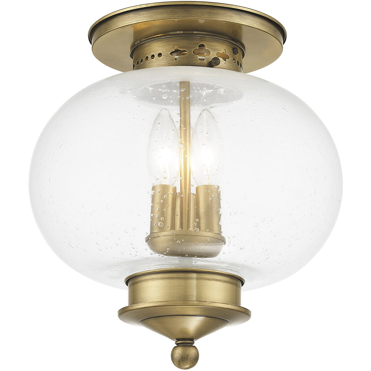 Harbor 3 Light 11 inch Antique Brass Semi-Flush Mount Ceiling Light