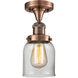 Franklin Restoration Small Bell 1 Light 5 inch Antique Copper Semi-Flush Mount Ceiling Light in Clear Glass, Franklin Restoration