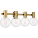 Wright 4 Light 34 inch Warm Brass Vanity Light Wall Light