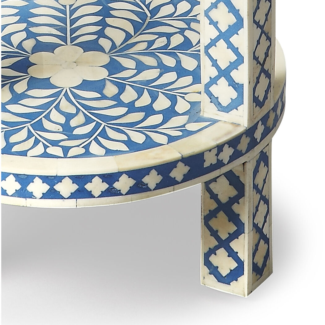 Bone Inlay Amanda Blue Bone Inlay 24 X 13 inch Heritage Accent Table